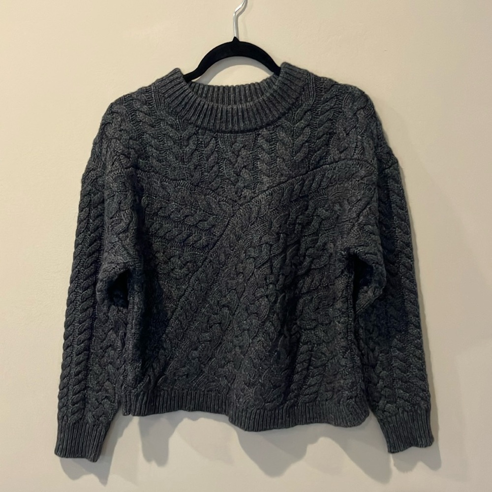 Cozy Gray Cable Knit Sweater